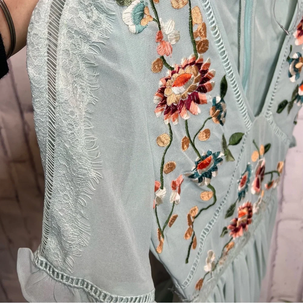 ASOS Blue mint short flower dress in size 2 - Picture 9 of 14